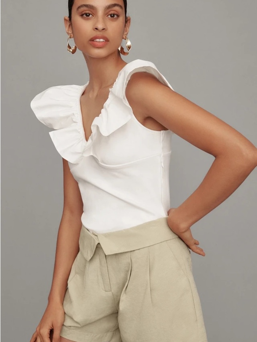 Anthropologie Dolan White Ruffled top